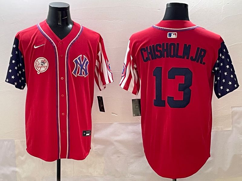 Men New York Yankees 13 Chisholm jr Red a generation of national flags Jointly Name 2025 Nike MLB Jersey style 9
